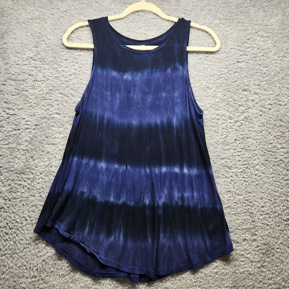 Old Navy Womens Blue Luxe Tank Size Small Tie Dye Stretch Comfort Casual